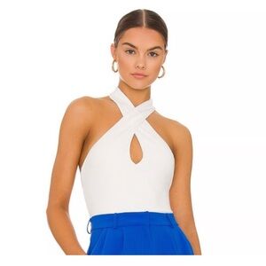 2/25 Show Me Your Mumu Jasmine Bodysuit White Halter Medium M bachlorette